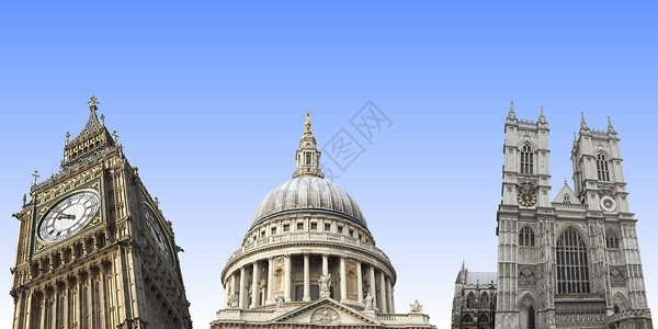 伦敦大教堂孤立的伦敦里程碑 大本 圣保罗 威斯敏斯特地标蓝色王国天空议会房屋建筑学英语教会大教堂背景