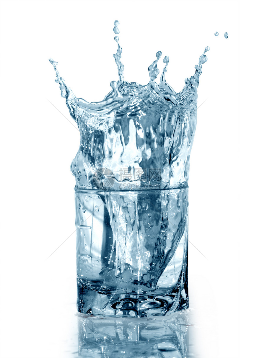 用冰水口渴饮料蓝色饮食液体气泡玻璃图片