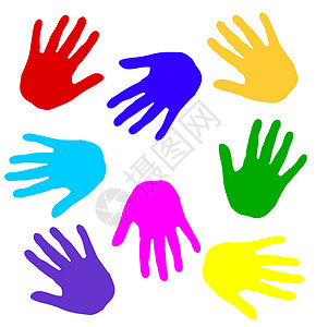 彩色手印棕榈身份艺术皮肤手指模仿扫描染料拇指背景图片