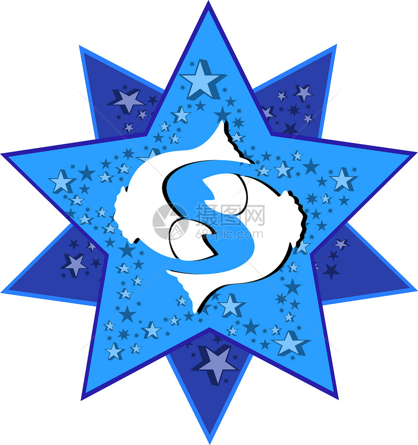 黄鱼Zodiac标志十二生肖星星插图八字迷信图片
