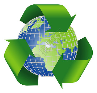 使用行星地球的再循环符号环境垃圾插图绿色回收世界全世界背景图片