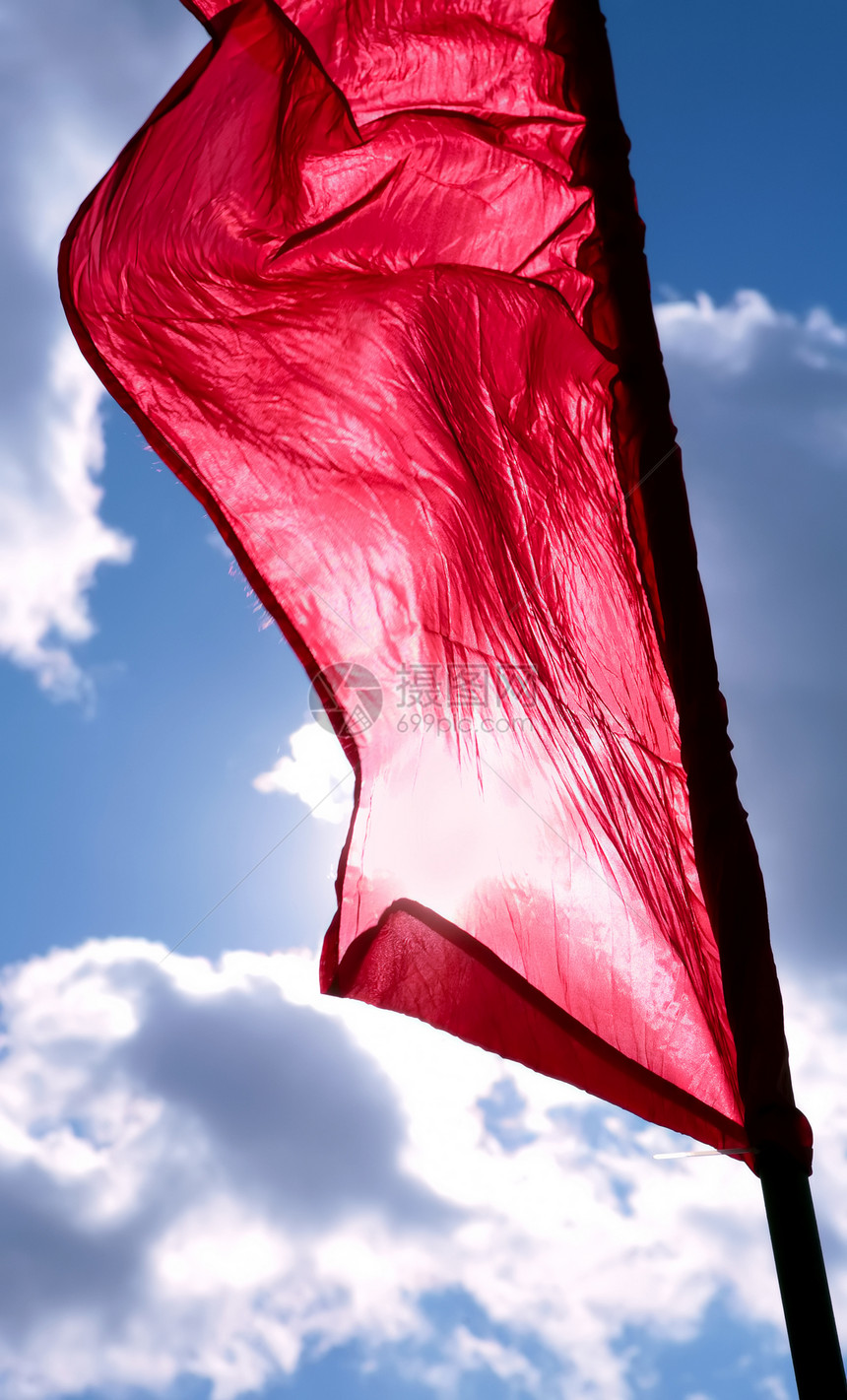 红色横幅襟翼运动天空照片面料蓝色太阳图片