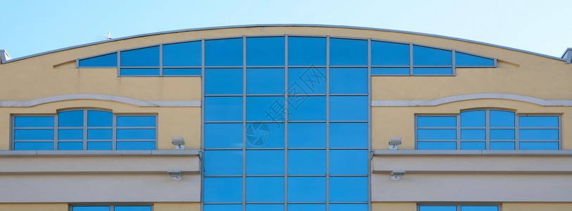 蓝色玻璃建筑背景图片
