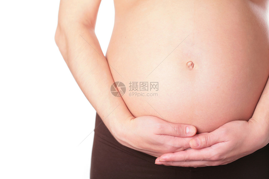 白种背景的怀孕妇女婴儿子宫家庭产妇肚子压痛药品腹部身体新生图片