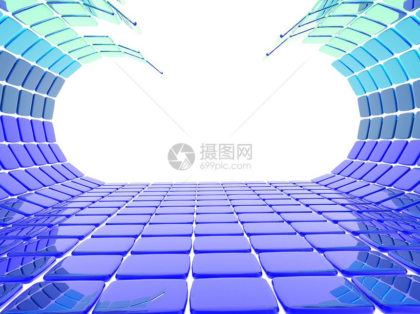 蓝波艺术马赛克海浪立方体盒子正方形插图积木光泽度图片