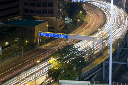 香港交通晚夜景观小时旅游旅行红色蓝色运输汽车天空市中心背景图片
