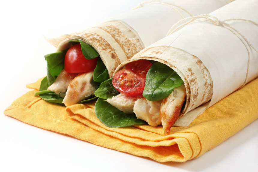鸡环三明治餐巾蔬菜营养黄色食物午餐照片健康饮食水平面包图片