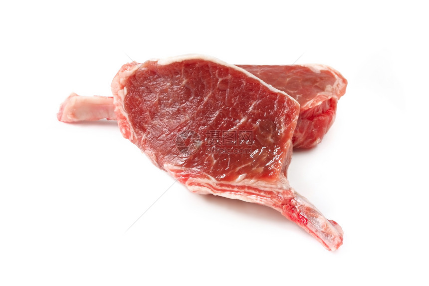 羔羊切片羊排红肉焦点食物白色水平照片图片
