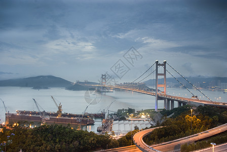 香港建筑学勃起状况建筑夜景名胜分界线场景日出台风背景图片