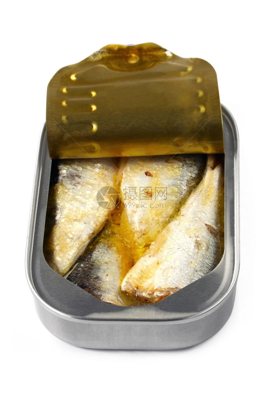 萨丁罐食物照片白色图片