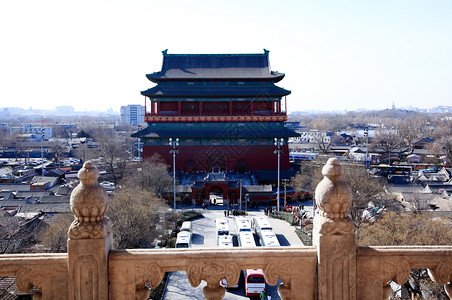 北京正式的城市鼓塔 北京历史多样性文化首都中心城市背景图片