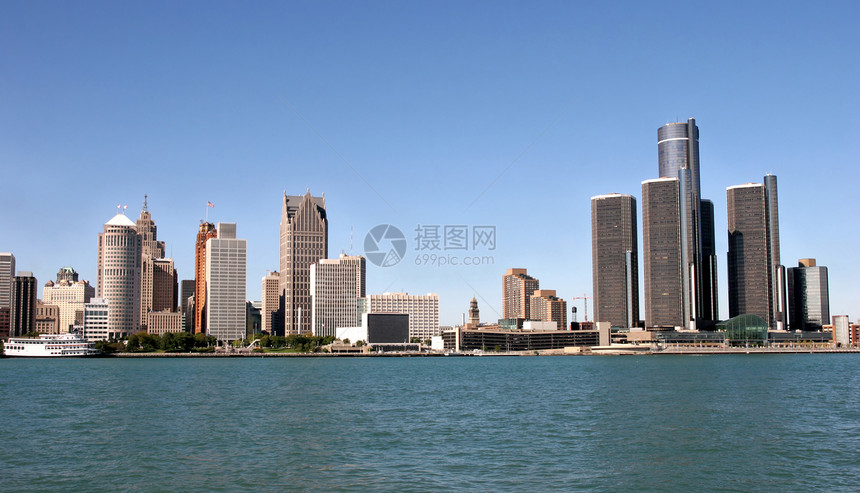 美国底特律建筑学摩天大楼假期天空旅行风景城市市中心工业信号图片