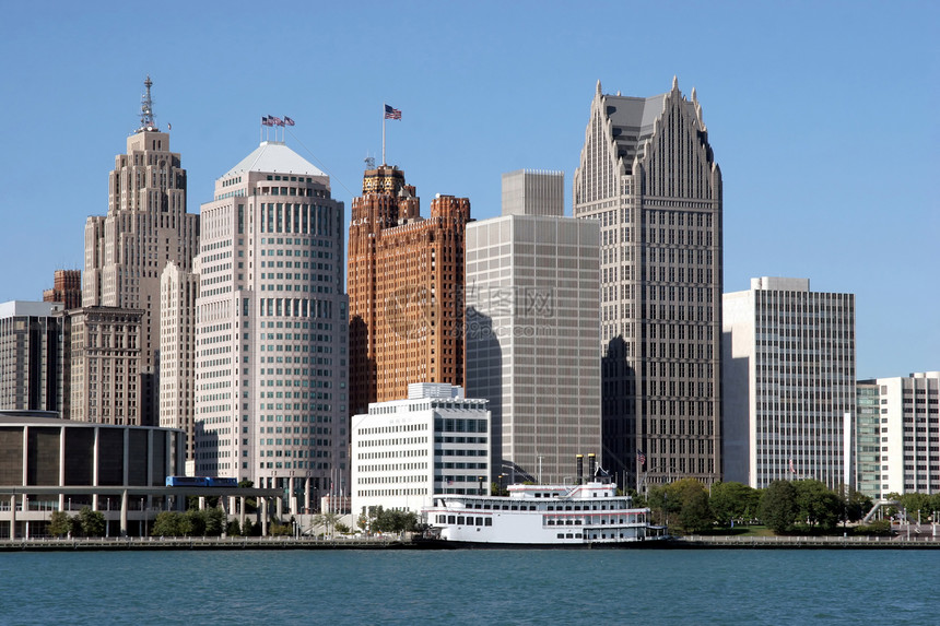 美国底特律首都城市假期中心天空建筑学交通市中心信号风景图片