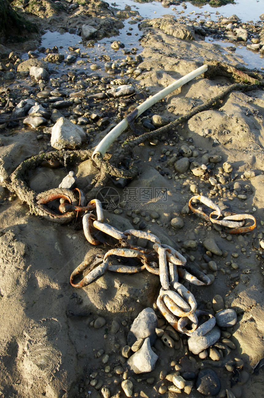 连链链棕色海岸海滩海岸线垃圾阳光绳索海景沿海支撑图片
