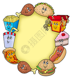 三无食品漫画各种漫画食品框架背景