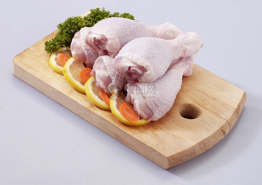鸡背景砧板工作室市场食物纯色照片菜板柠檬屠夫板图片