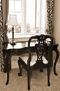 古董书桌和椅子背景图片