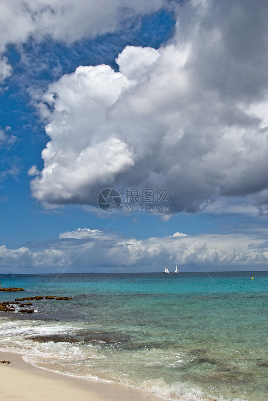 马霍湾 圣马丁海岸 荷属安的列斯群岛勘探热带风景天空海洋气候享受旅行海滩海浪图片