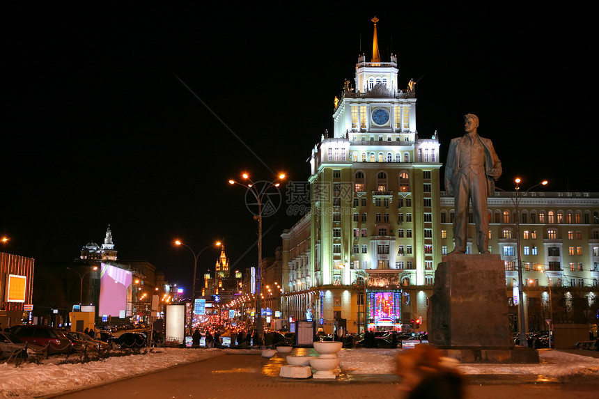 俄罗斯 莫斯科 夜间 冬季图片