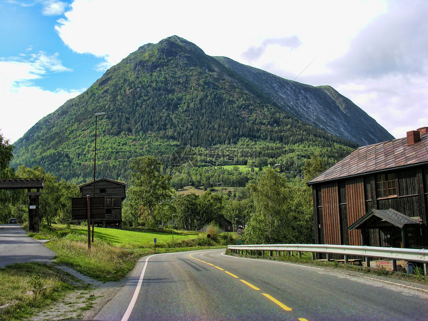 挪威的国别一挪威房子农村绿色红色旅行峡湾图片