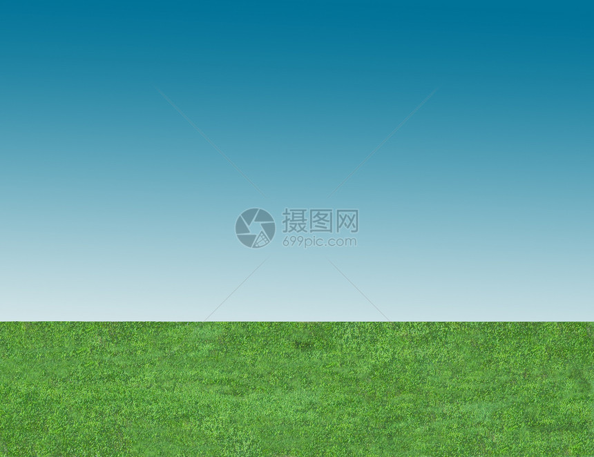 蓝天空和绿草背景打印白色地面乡村植物群草地水平晴天天空植物图片