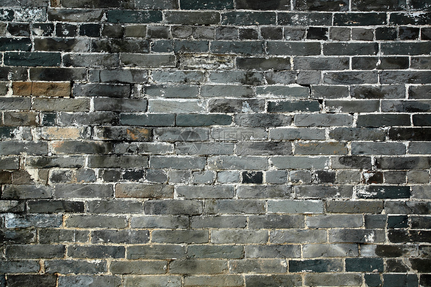 旧中国蓝砖墙城市石墙房子砖块石工橙子斑点生活岩石历史图片