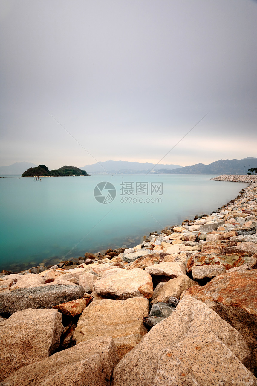 和平水湾蓝色假期天堂海岸线支撑太阳海景海洋岩石阳光图片