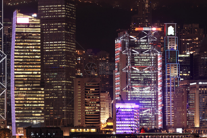 香港晚间商业大楼详情单位 本港交通蓝色工作建筑日落日出街道压力环境景观图片