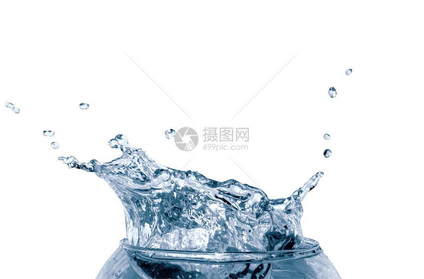 水喷溢玻璃气泡液体口渴自然蓝色饮料饮食图片