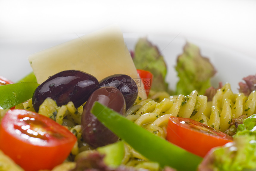 意大利意大利法西利面食沙拉敷料美食香蒜餐厅宏观香菜食物胡椒叶子盘子图片