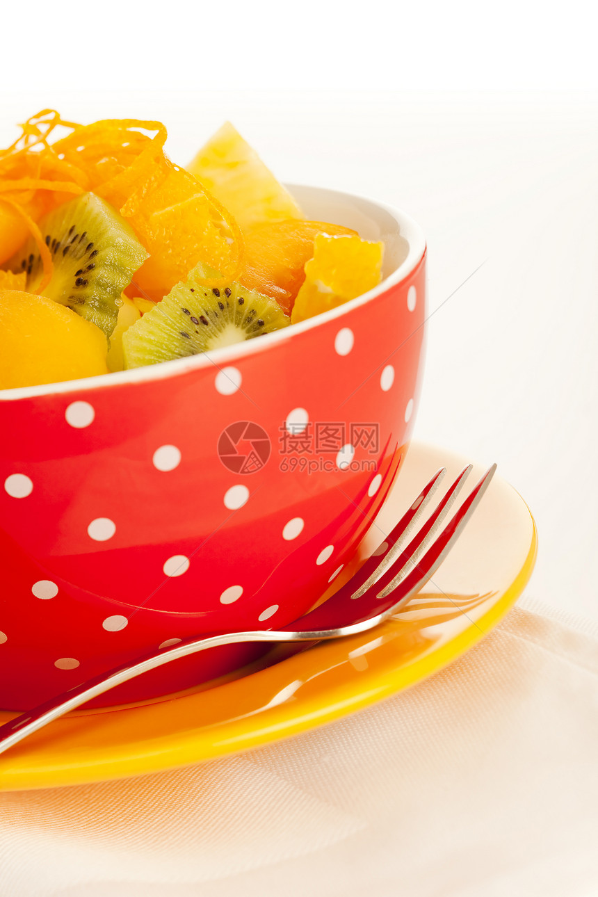 水果沙拉红色饮食团体食物奇异果营养早餐黄色菠萝甜点图片