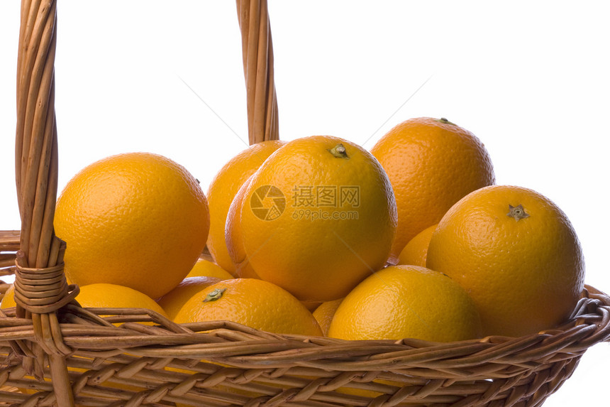 一篮子中的橘子 孤立的营养情调生产小吃宏观农业甜点异国水果饮食图片