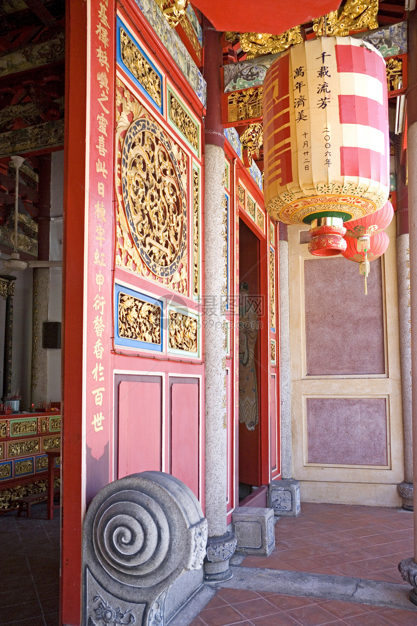 中国寺庙入口历史文化传统灯笼崇拜庆典神社旅行精神建筑图片