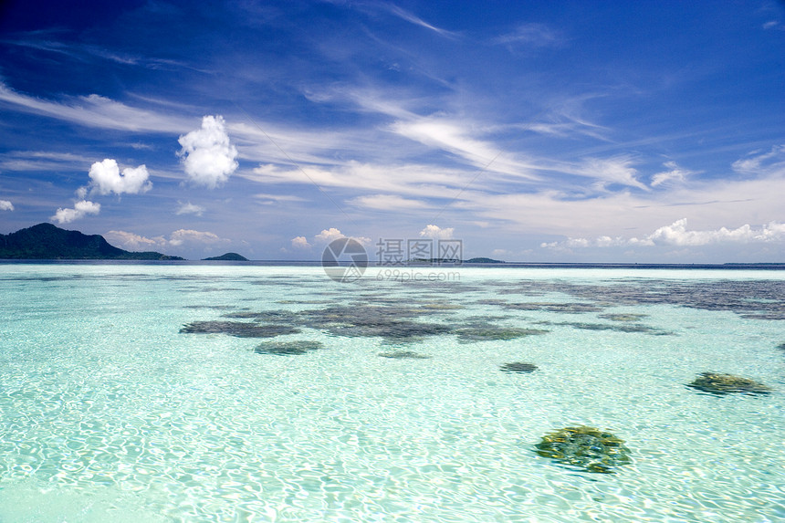 开放海波浪反射异国地平线巡航海滩旅行海洋浮潜海景图片