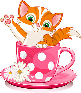 粉色猫抓杯饮料杯猫插画