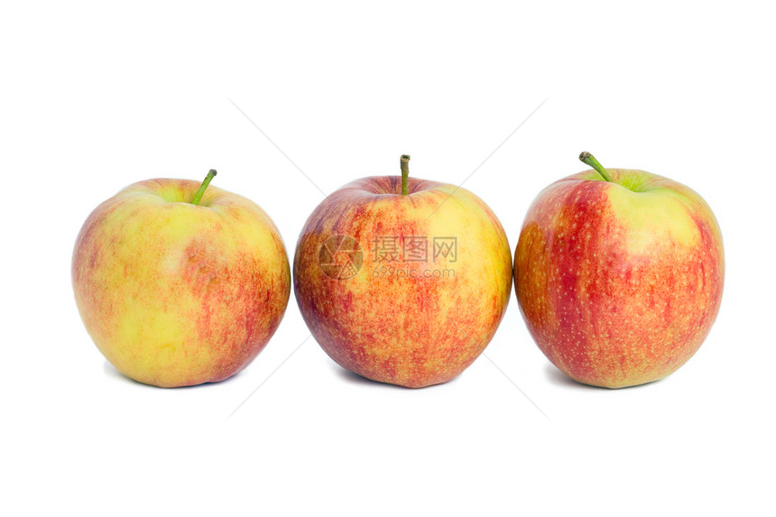 三个红苹果红色照片食物白色黄色静物图片
