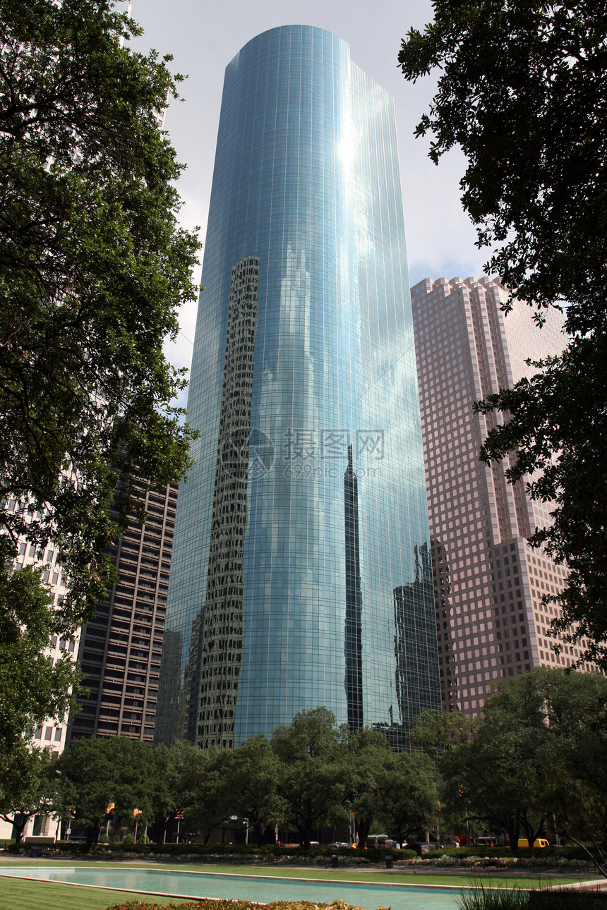 下城休斯顿德克萨斯州摩天大楼建筑物玻璃公园金融中心市中心景观城市商业图片
