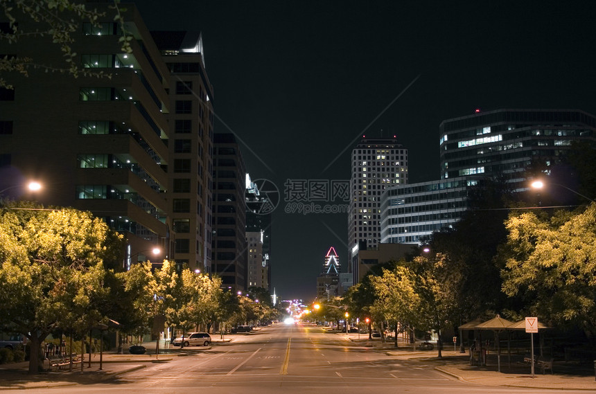 夜间德克萨斯州市下城奥斯汀全景首都建筑公司景观摩天大楼天际城市高楼场景图片