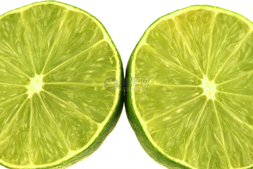 孤立的利梅切片绿色柠檬果汁水果图片