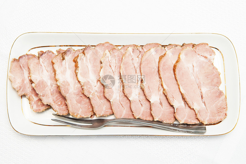 肉猪肉小吃牛肉油炸盘子自助餐早餐食物起动机薄片图片