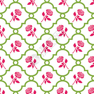 玫瑰丝无缝模式婚礼装饰品墙纸插图玫瑰叶子植物背景图片