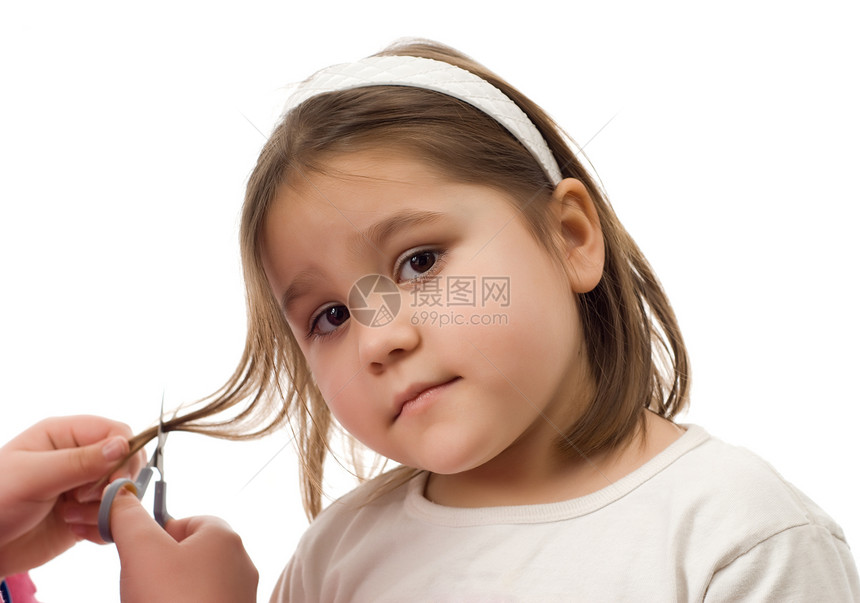 剪头发白色剪辑青年发型理发修剪孩子儿童女孩女性图片