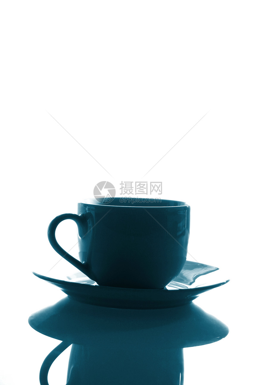 带有复制空间的咖啡杯镜子饮料食物反射商业休息午餐香气飞碟咖啡店图片