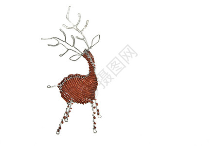 驯鹿圣诞装饰框架红色艺术手工珠子工艺驯鹿背景图片