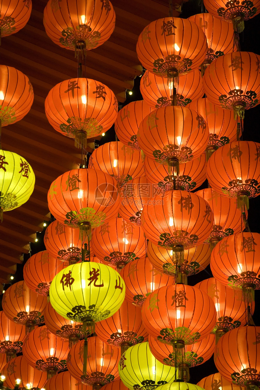 中国新年绿灯明装饰品文化场景灯柱旅行寺庙灯泡灯光辉光城市图片