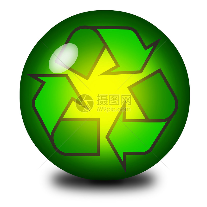 晶体球内再循环符号徽标生态环境大理石回收绿色标识图片