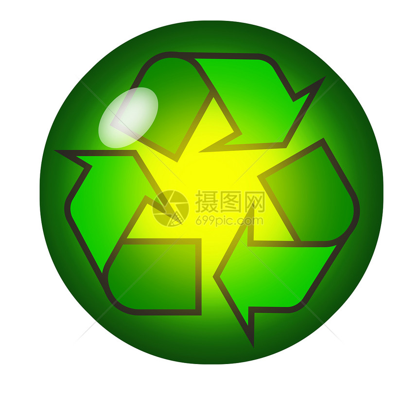 晶体球内再循环符号环境绿色徽标回收大理石生态标识图片
