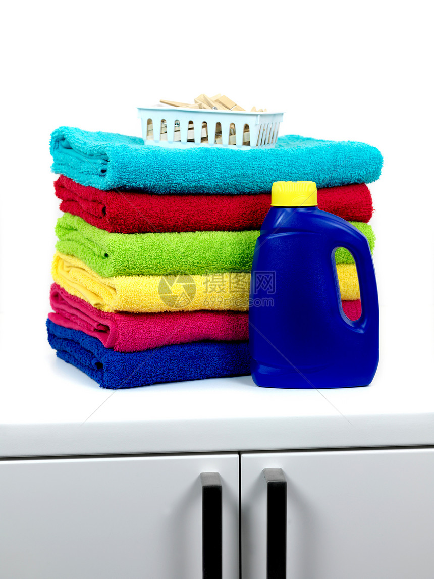 彩色浴室毛巾洗衣店折叠粉末用品家居棉布温泉吸水性奢华织物图片