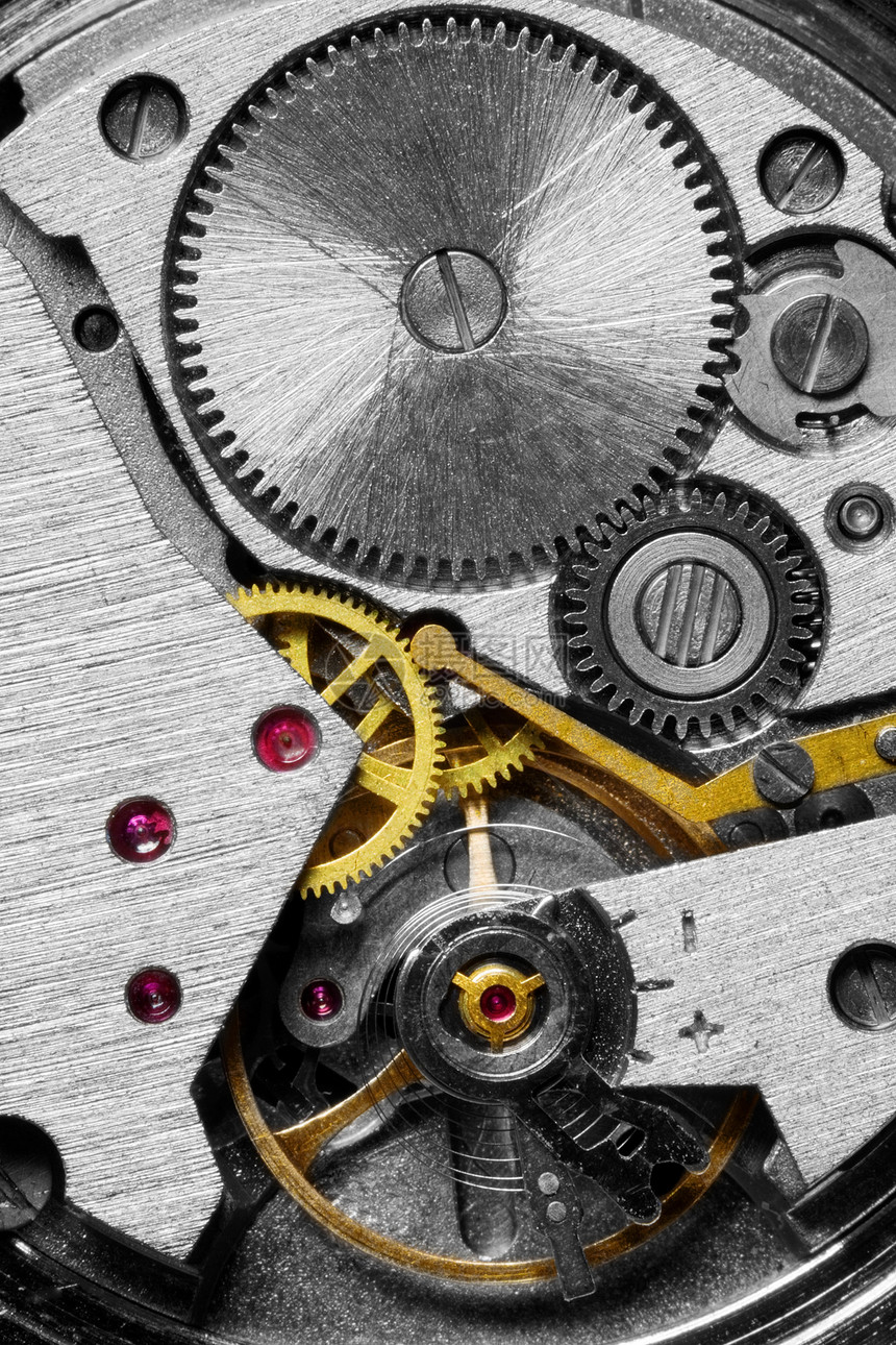 监视机制古董齿轮时间技术机械宏观手表机器圆形牙齿图片