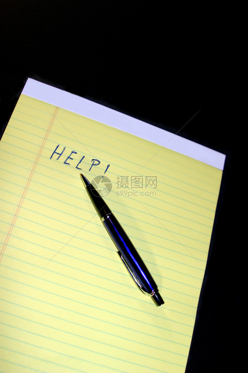 笔记笔纸帮助写作工作笔记本软垫黄色空白线条黑色备忘录办公室图片